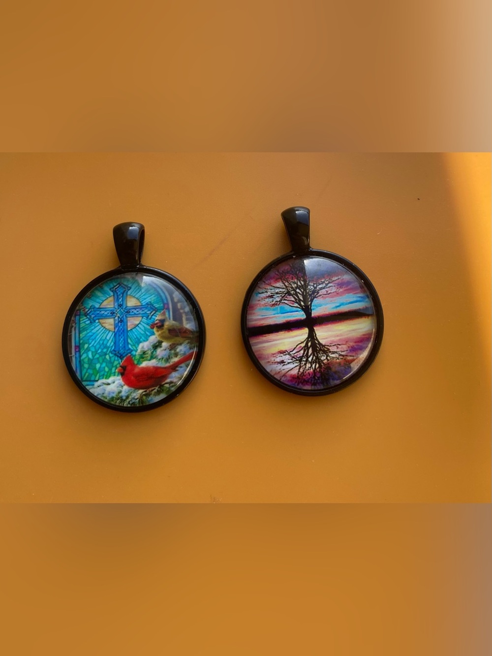 2 Piece Bundle of Glass Cabochon Charm Pendants / Keychain / DIY Jewelry (pendan